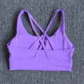 Solid Color Women Fitness Sports Bra Top Gym Yoga Backless Athletic Back Cutout Cross Tight Workout Soft With Chest Pad