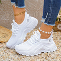 Thick Platform Dad Sneakers Breathable Knit Fashion Comfortable Slip Resistant Soft Sole Shoes for Women Outdoor Walking