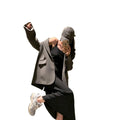 Gray Blazer Woman Black Jacket Outerwears Solid Over Clothes Coats for Women Dress Loose Long Korean Reviews Many Outdoor New In