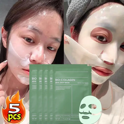 1/3/5PCS Bio Collagen Face Mask Anti Wrinkle Fade Face Fine Line Lift Firm Skin Anti-Aging Brighten Skin Care Cosmetics Mask