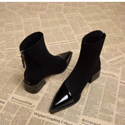 Ankle Boots Women Chunky Mid Heels Suede Shoes Woman Pointed Toe 2026 Trend Winter New Goth Walking Snow Chelsea
