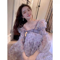 Sweet Fairy Print Dress 2022 New French High-end Fashion Elegant Floral Mesh Dress Street Beach Summer Women's Clothing Dress