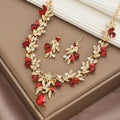 3PC Women's Trendy Claw Chain Series Leaf Droplet Necklace Earrings Jewelry Set Wedding Banquet Party Holiday Gift