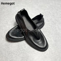 Loafers Flats Black Leather Slip On Loafers Solid Flats Men's Shoes Wear-Resistant Breathable Solid Color Casual Shoes Handmade Men's Shoes