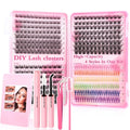 New 400pcs Set Cluster Eyelash Extensions Mix Length with Tweezers DIY Eyelashes Makeup Tool Colorful Lash Book Personal Use