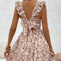 Women's Printed Hollow out Hem Ruffle Trim Dress Casual Beach Vacation Outfit Floral Summer Dress Evening Dresses 2026