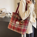 Large-capacity ladies' single-shoulder bag, autumn and winter checkered single-shoulder bag, fashionable and versatile tote bag