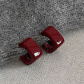 Red Wine Drip Glaze Stud Earrings for Women Fashion Vintage Square Earrings Jewelry Gift Party Accessories Серьги Женские