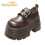 New Spring 10CM Platform Women Loafers Shoes Flats Casual Walking Shoes Woman 2025 Designer Leather Sneakers Mujer Zapatos Pumps