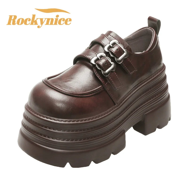 New Spring 10CM Platform Women Loafers Shoes Flats Casual Walking Shoes Woman 2025 Designer Leather Sneakers Mujer Zapatos Pumps