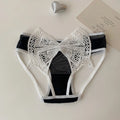 Women's Sexy Lingerie See-Through Breathable Butterfly Knot Panties Seamless Solid Color Lace Underwear Hollow Out Knotted Desig