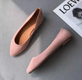 Women Military Green Flats Pointy Toe Nubuck Flock Flats Wide Fits 33 45 46 47 48 29cm Slip-On Luxury Desginer Ballet Shoes Grey