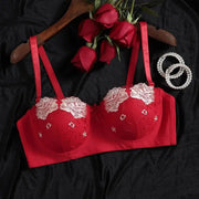 Beauwear Demi Cup Bra with Wire Floral Lace Bras for Women Unlined Lingerie