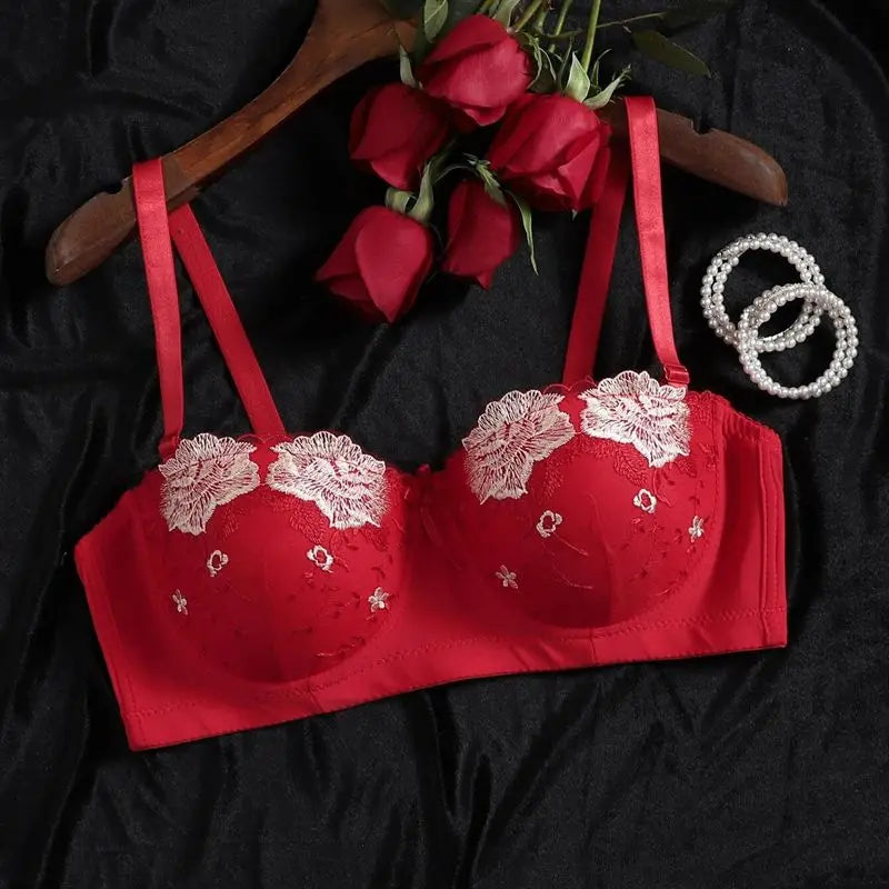 Beauwear Demi Cup Bra with Wire Floral Lace Bras for Women Unlined Lingerie