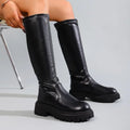 Fashion Boots for Women 2026 Winter Round Toe Black Thick Heels Sexy Knee High Boots Woman Plus Size 43 Punk Long Boots