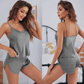 Women's Pajamas Lingerie Set Satin Silk Camisole Shorts Sets 2 Pieces Sleepwear Top Shorts Nightwear Suits Sleeveless Underwear