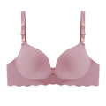Women's Simple Solid Color Wave-Edge Bra Seamless Steel-Free Gathering Bra Sexy Comfortable Adjustable Shoulder Straps Lingerie