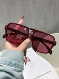Women Men Square Sun Glasses Retro Polygon Sunglasses Female Vintage Fashion Oculos De Sol Double Beam UV400 Eyeglasses