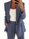 2025 S-5XL Women's Blazer Casual Long-sleeved Top Solid Color Suit Collar Button Simple Temperament Commuter Plus Size Blazer