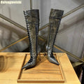 Camouflage Leather Boots Ankle/knee Boots 2026 New Style Hollow Summer Boots Women Pointed Sexy Cross Straps 9Cm Heels Boots
