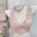 New White Lace Bras Deep V Neck Gathered Design Bra without steel ring No Steel Ring French Lace Lingerie for Everyday Wear