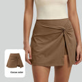 Women's Sports Skirt High-Waisted Tennis Skirt with Front Knot Modest Slit Pleated Skirt Breathable Mini Skirt with Pockets Pink