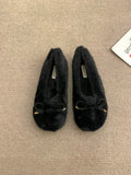 Winter Women Fluffy Ballet Flats Faux Fur Bowknot Plush Indoor Home Mules Warm Soft Cozy Flat Slippers Shoes Zapatillas Mujer