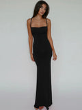Hugcitar Summer Solid Sleeveless Backless Elegant Sexy Bodycon Y2K Maxi Prom Dress Women Clothes Birthday Party Casual Y2K