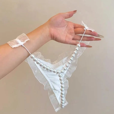 1pcs】Sexy Lingerie Damsexy Sexy Lace Pearl Women's Sexy Thongs Fancy Clothing Women Underwear Lingerie