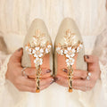Fashion Light Luxury Pointed Toe High-heeled Stiletto Women's Shoes Sexy Metal Flower Wedding Shoes Banquet High-quality Single
