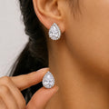 Pear Teardrop Zircon Stud Earring Set for Women Sparkling Halo CZ Stackable Earrings Wedding Bridal Party Fashion Jewelry Gift