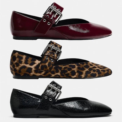 2024 Shoes Women Flats Shallow Mouth Autumn Pointed Toe Loafers Ballerinas New Fall Leopard Retro Dress Shoes Zapatos De Mujer