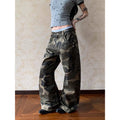 YIBASHU Women Camouflage Gothic Y2k Gyaru Baggy Jeans Oversize Denim Trousers Vintage Harajuku Grunge Cargo Wide Leg Jean Pants