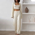 Chic Summer Homewear Sleepwear Knitted Milk Silk Fungus Edge Pajamas Three-piece Soft Skin-friendly Loungewear Women's 2026 Y2K