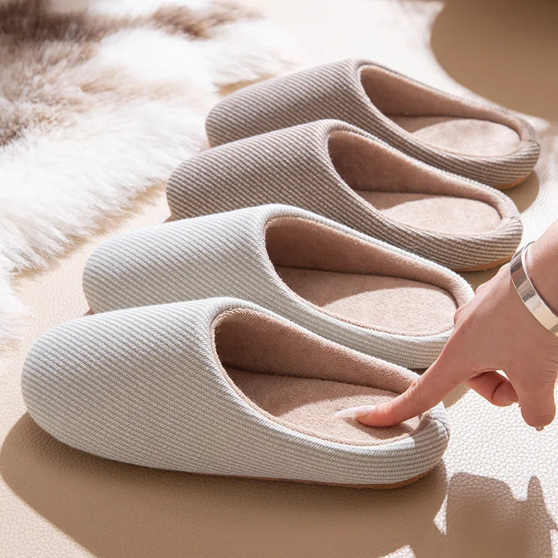 Women Solid Color Slippers Autumn Winter Thin Velvet Mute Soft Bottom Non-Slip Soft Comfortable Women Indoor Floor Home Shoes