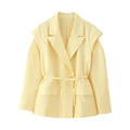7 Color Autumn Lacing Up Bow Sashes Wide Shrug Shoulder Long Sleeve Blazer Chill Vintage Women Pockets Loose Suit Coat