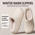 New Winter Waterproof Warm Cotton Slippers Women Men Thick Sole Indoor House Shoes Non-Slip EVA Plush Fuzzy Couple Footwear