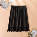 Fashion Thin Ice Silk Modal Female Half Length Skirt Anti-glare Innerwear Short Skirt Pure Color Mesh Flower Underskirt