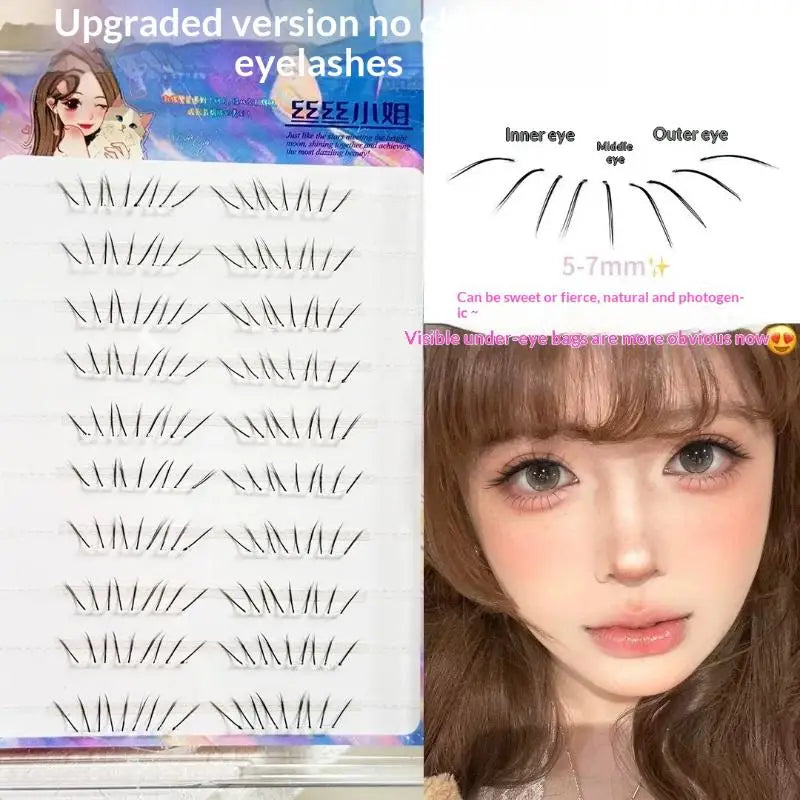 1 Set Self Adhesive Lower Lash Clusters No Glue Natural Comic Bottom False Eyelashes Reusable Eye Makeup Beauty Tool