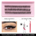 GROINNEYA DIY Eyelash Clusters Kit Thick Eyelash Clusters D Cur Wispy Individual False Eyelashes Eyelash Extensions Makeup Tool