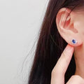 925 Sterling Silver Blue Cubic Zirconia Women Earrings Ear Stud Elegant Accessories Daily Wear Party Statement Female Jewelry