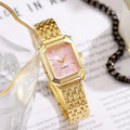 Slim Strap Rhinestone Quartz Watch Leaf Design Square Dial Women Quartz Watch Small Dial Pull Adjustable Rhinestone Watch