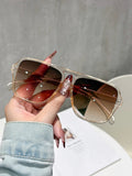 Women Men Square Sun Glasses Retro Polygon Sunglasses Female Vintage Fashion Oculos De Sol Double Beam UV400 Eyeglasses