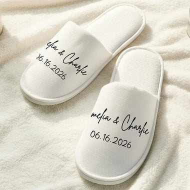 Slippers Personalized Wedding Spa Slippers with Name Bride & Groom Disposable Slippers for Wedding Hotel Bachelorette Bridal Shower Gift
