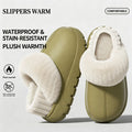 Waterproof Winter Warm House Slippers for Men Women Plush Fuzzy Lining Indoor Shoes Wear Resistant Sole Cozy Home Footwear