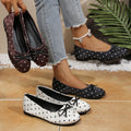 Women Polka Dot Bow Ballet Flats Round Toe Slip‑on Casual Flat Shoes