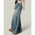 Hot Sale Girls Leisure Daily Jeans Women Ins Fashion High Waist Straight Leg Pants Female Chic Ripped Loose Denim Trousers