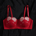 Beauwear Demi Cup Bra with Wire Floral Lace Bras for Women Unlined Lingerie
