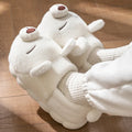 Cute Bear Winter Warm House Slippers Women Men Thick Platform Soft Plush Lined Non-Slip Indoor Outdoor Casual Home Shoes