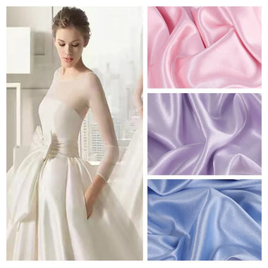 Lustrous Satin Fabric Plain Thickened Crystal Satin Fabric By The Meter for Clothes Decoration Sewing Lustrous Wedding Dress Textile Breathable Smooth